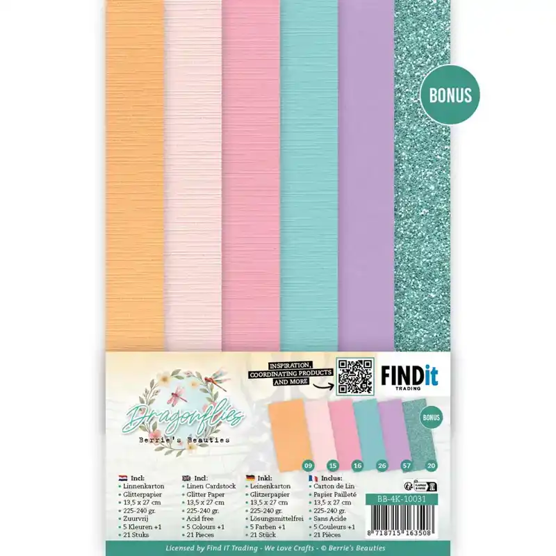 Linen Cardstock Pack Berries Beauties Dragonflies 4K