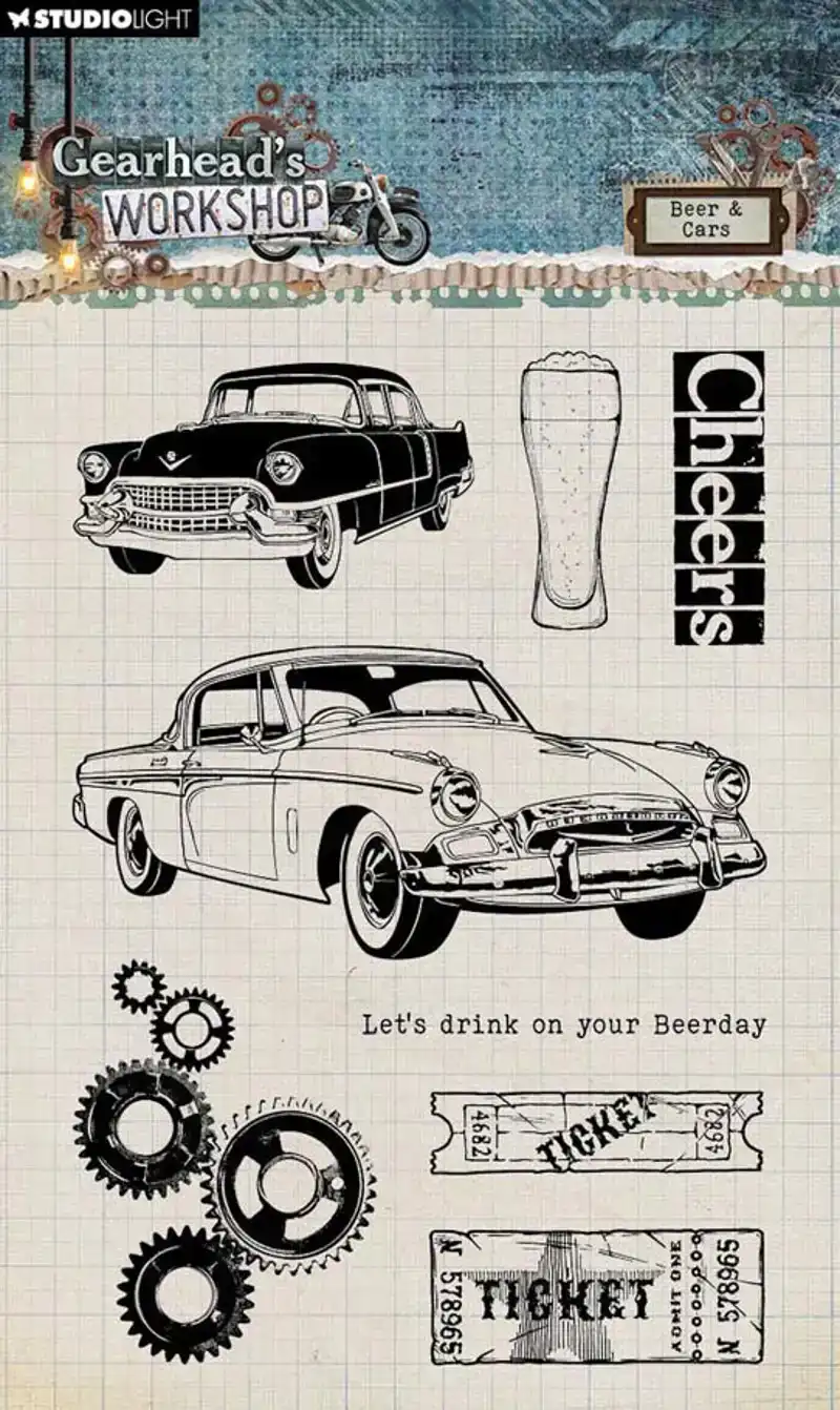 Gearhead's workshop Clear stamp beer & cars