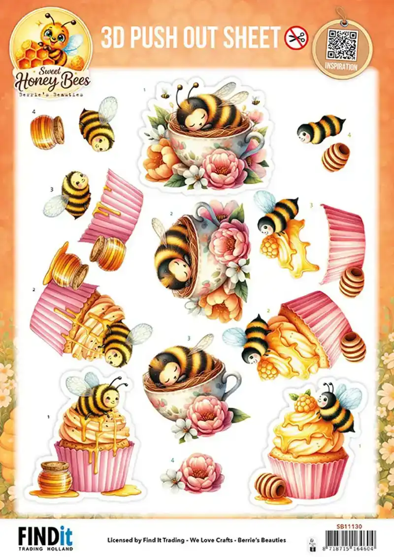 3D Pushout Sheet Berries Beauties Sweet Honey Bees Honey Bee Delights