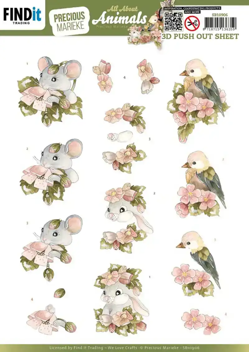 PM All about animals 3D push out All about pink