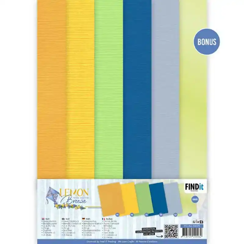 YC Lemon Breeze linen cardstock pack A4