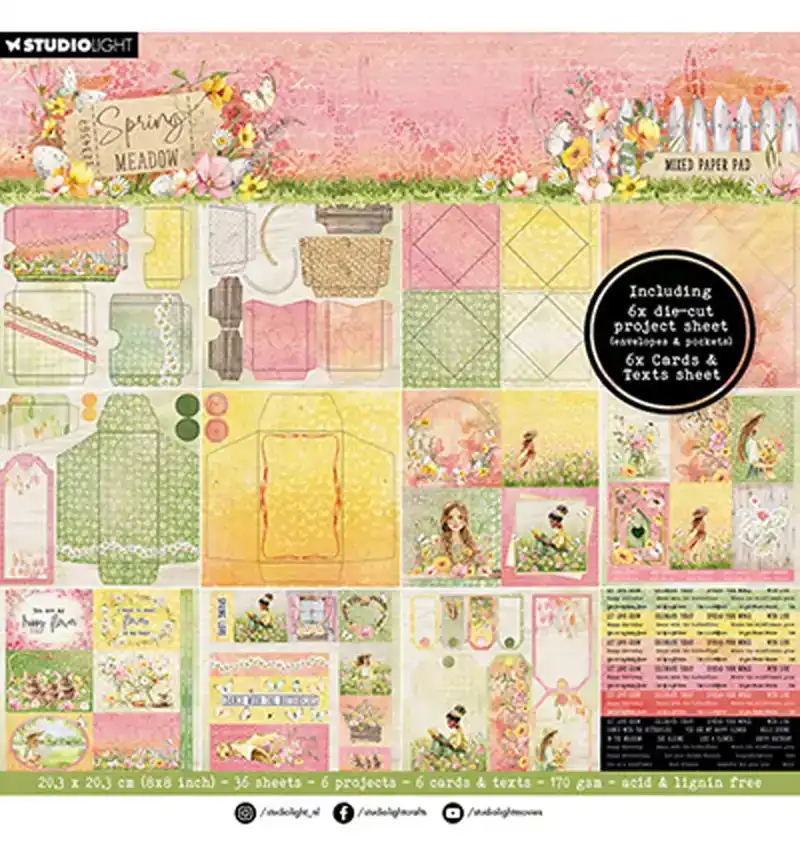 Spring Meadow mixed paper pad Envelops, Cards