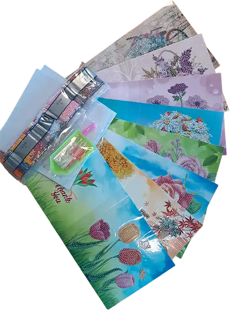 Diamond Painting Wenskaarten Set 8st met envelop
