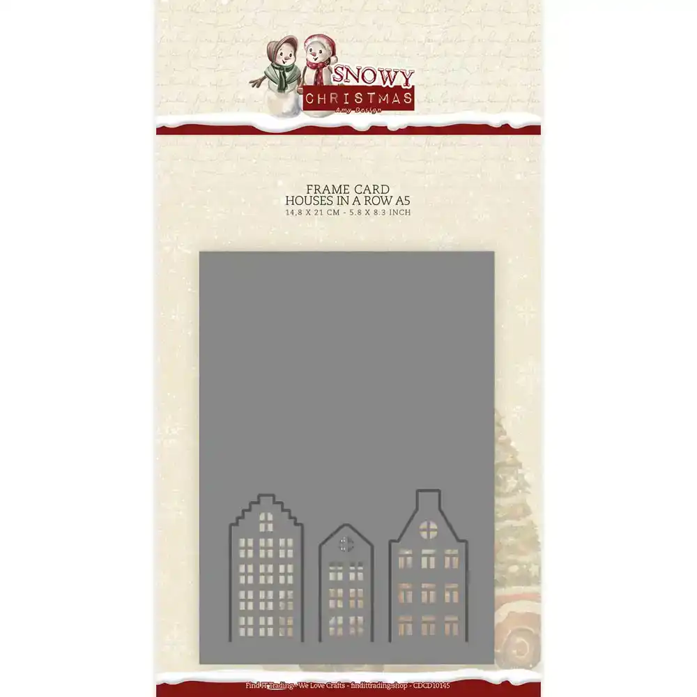 Snijmal Snowy Christmas Houses In A Row A5