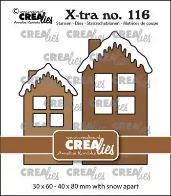 Crealies 2x huisje B met sneeuwdak midden en groot