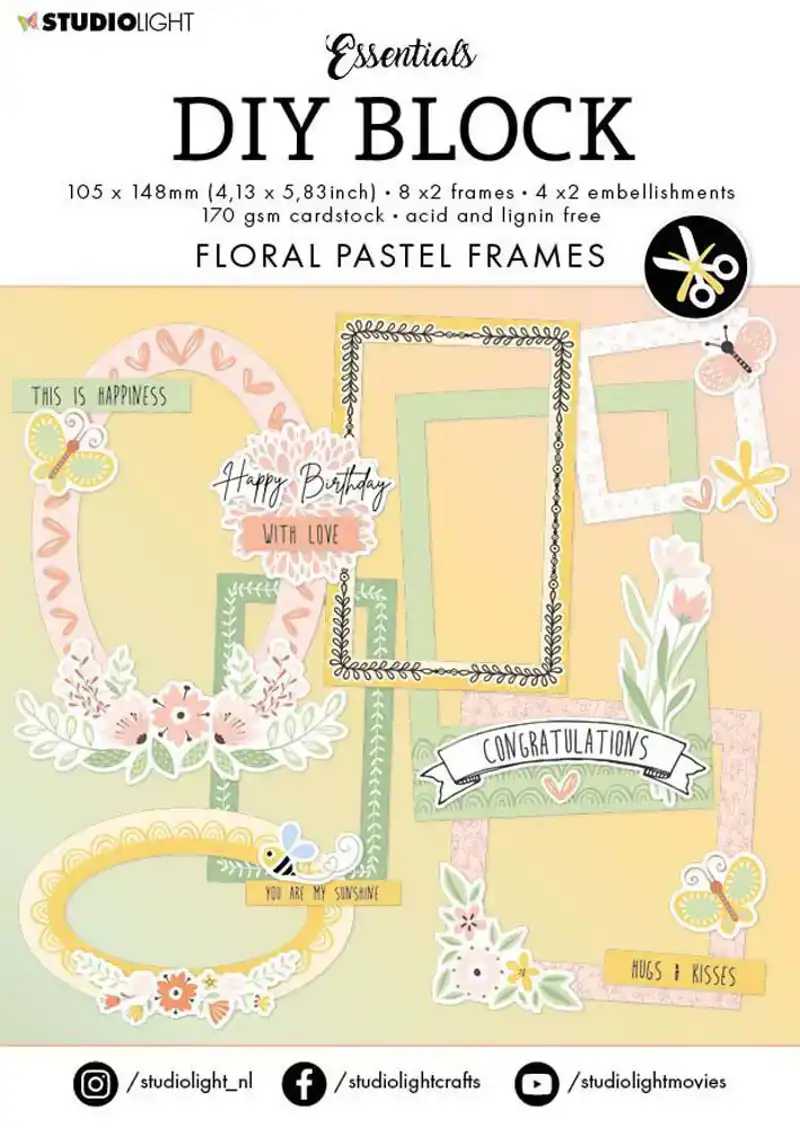 Studio Light die cut floral pastel frames