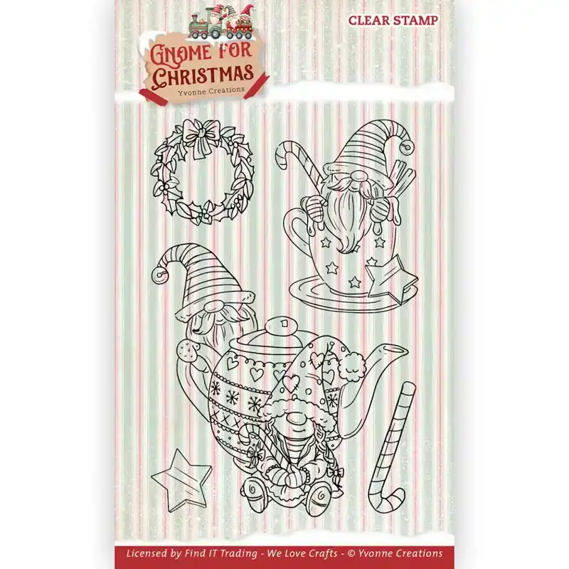 YC gnome for christmas clear stamp Tea