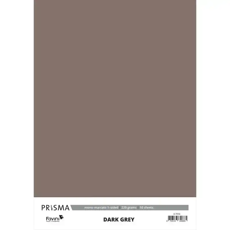 Karton Prisma Favini donker grijs 10vel A4 220gr
