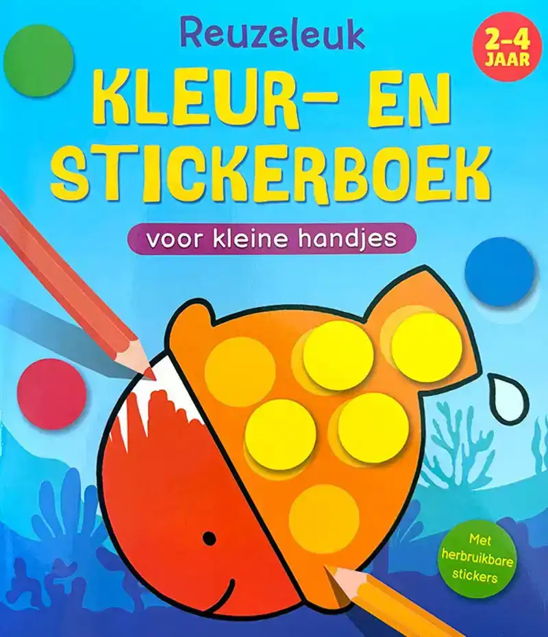 Reuzeleuk kleur- en stickerboek voor kleine handjes 2-4 jaar