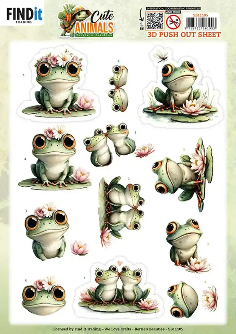 3D Pushout Sheet Berries Beauties Cute Animals Frogs