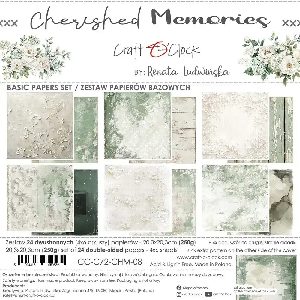 Craft O Clock Cherished Memories 20x20 Basic Paper Pad