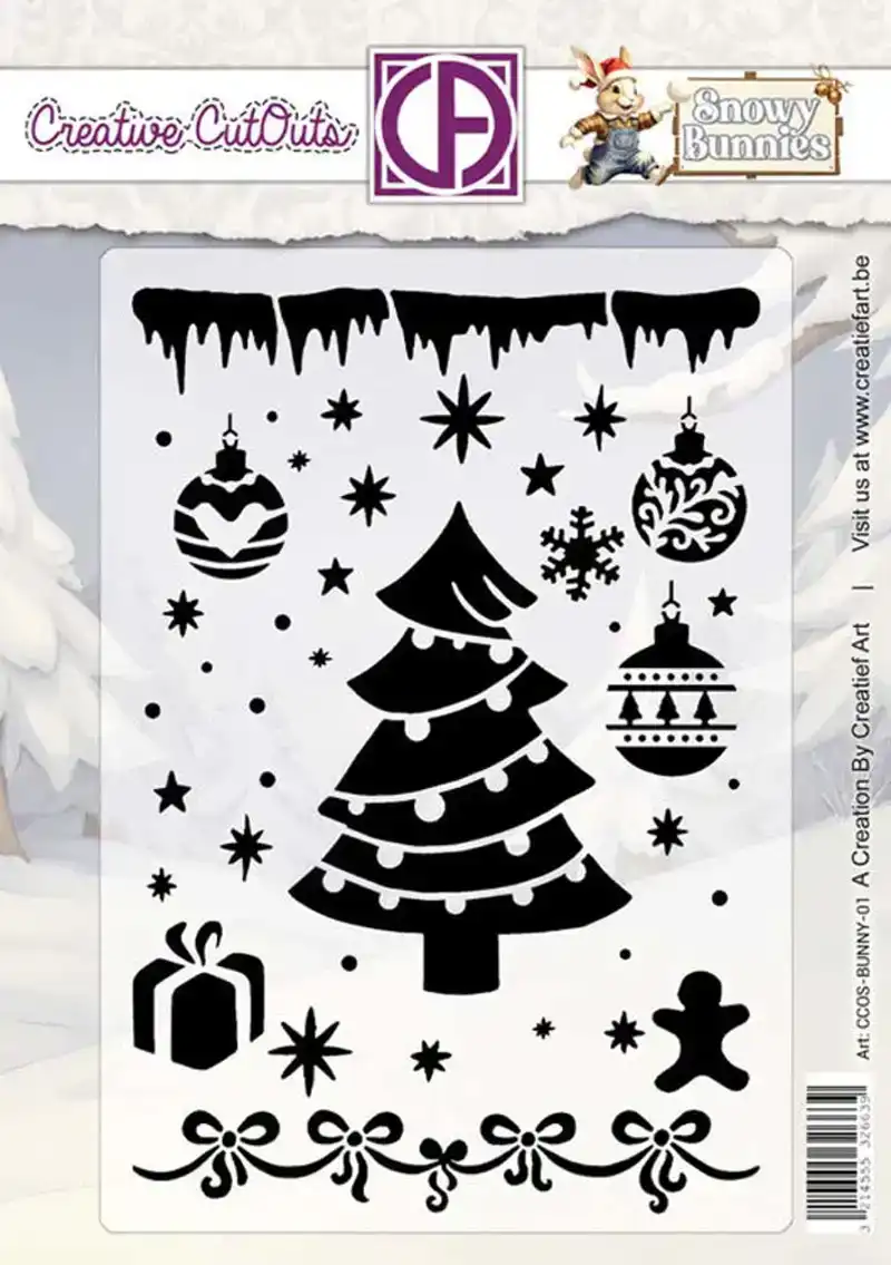 Snowy Bunnies Stencil Christmas Ornaments
