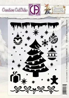 Snowy Bunnies Stencil Christmas Ornaments