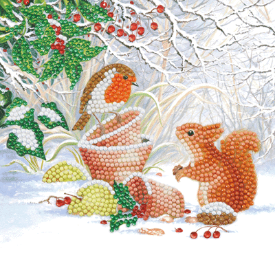 Crystal card kit XM73 winter friends 18x18cm