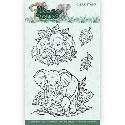 YC Young and Wild Clear stamp Elephants