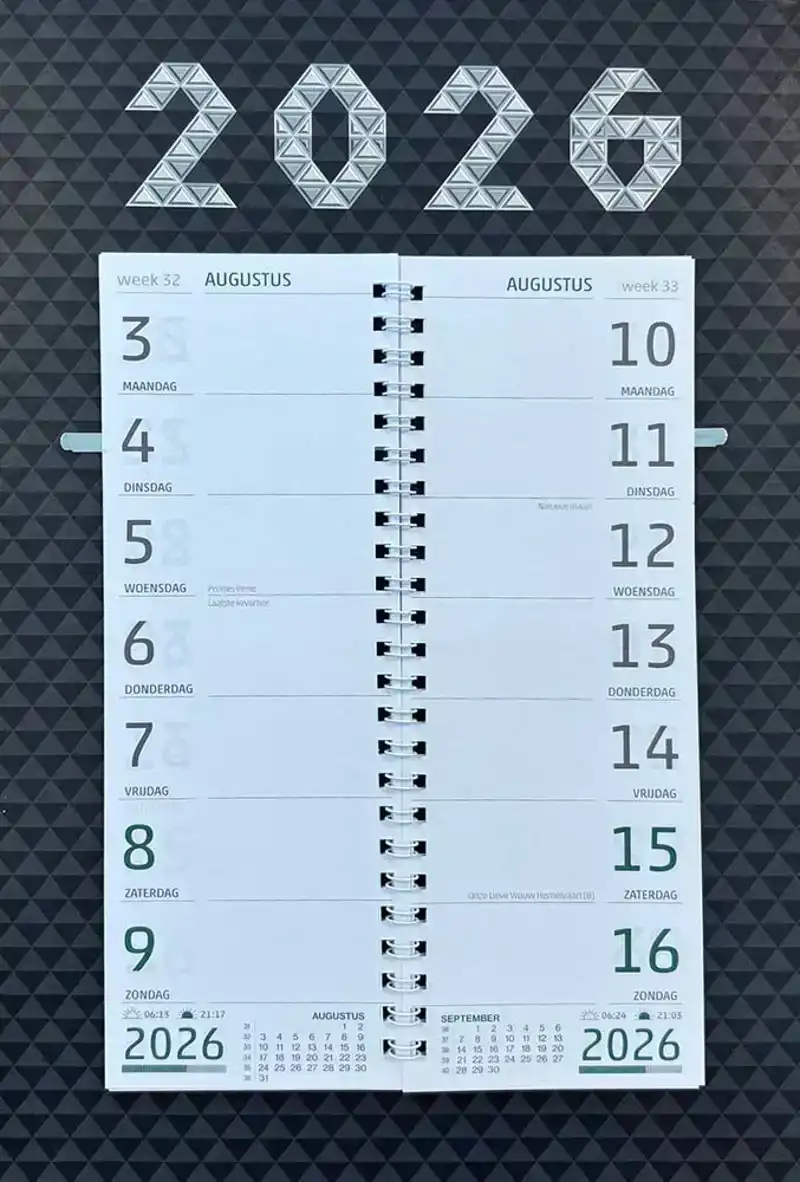 Omleg week kalender 2026 Business grey