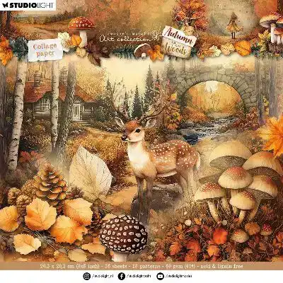 Jenine's Mindful Art Autumn In The Woods Collage Paper Pad Backgrounds & elements