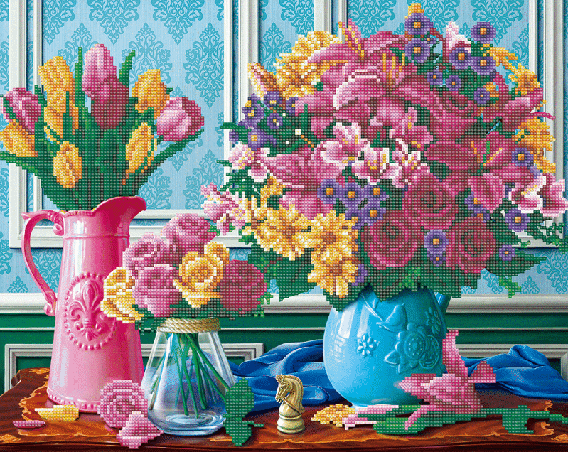 Framed crystal art kit prachtige bloemen