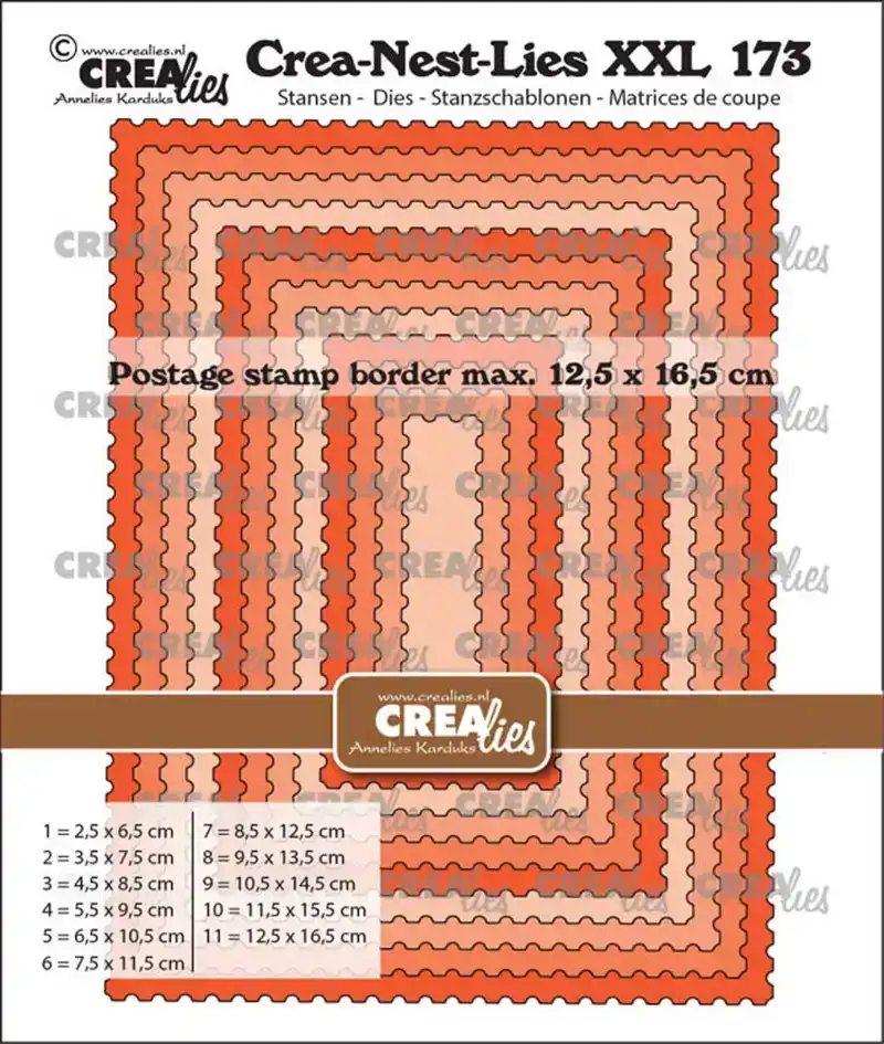 Crealies rechthoeken met postzegelrand