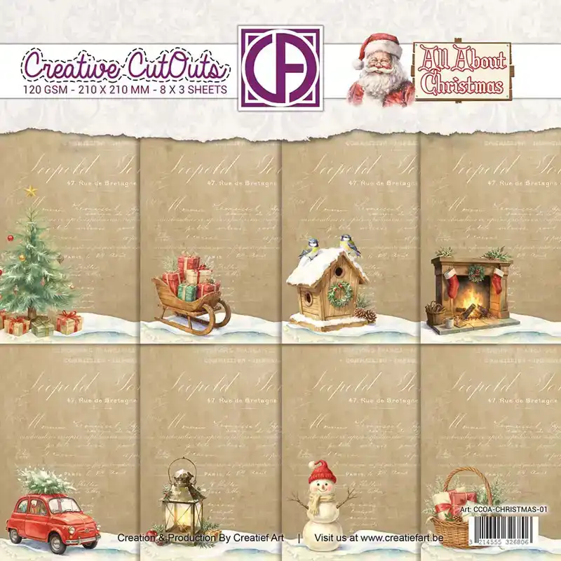 All about christmas Vintage perkament Collagepapier 24 vel