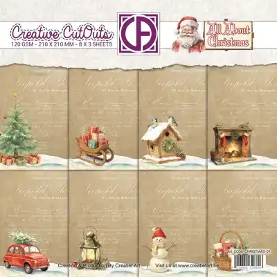 All about christmas Vintage perkament Collagepapier 24 vel