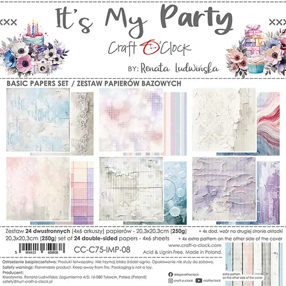 Craft O’Clock It’s My Party Papierpakket 20, 3 X 20, 3cm Basics