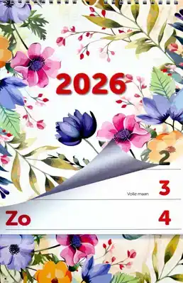Weekblok kalender 2026 XL bloemen