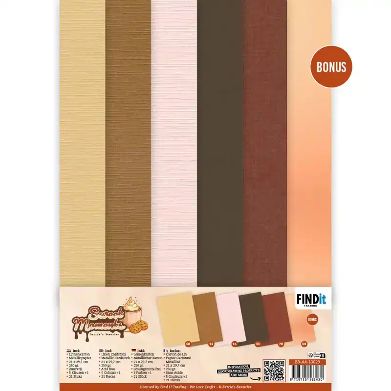 Linen Cardstock Pack Berries Beauties Sweet Moments A4