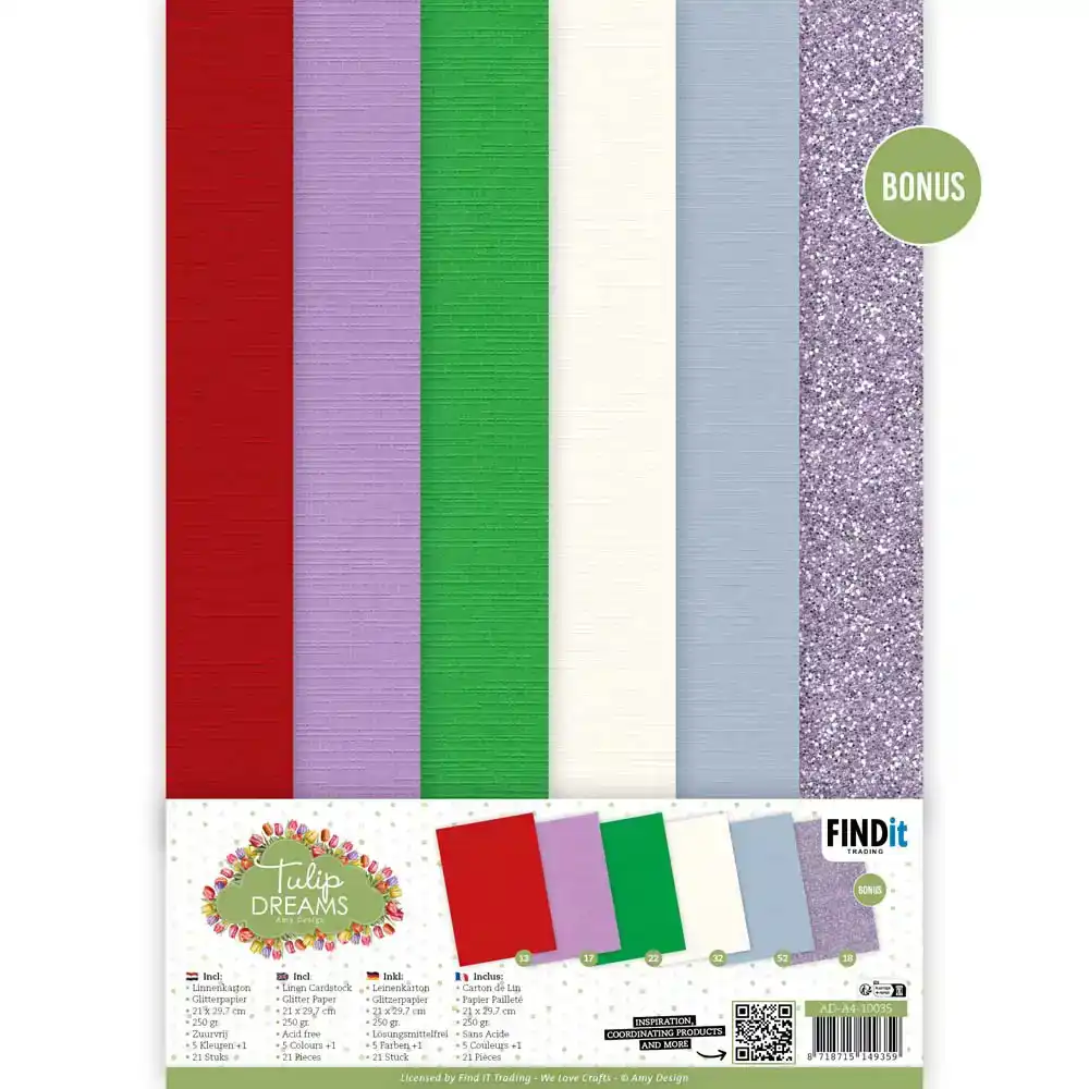 Linen Cardstock Pack - Amy Design - Tulip Dreams - A4