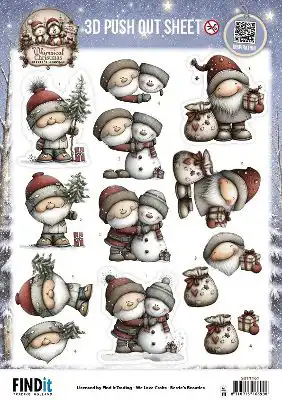 3D Pushout Sheet Berries Beauties Whimsical Christmas Santa Claus