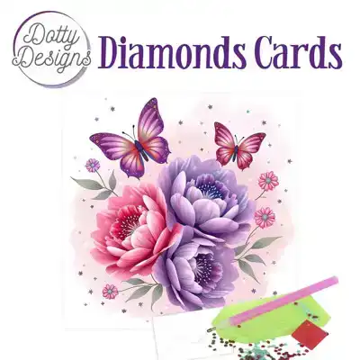 Dotty Designs Diamond Cards – Purple Flowers and Butterflies