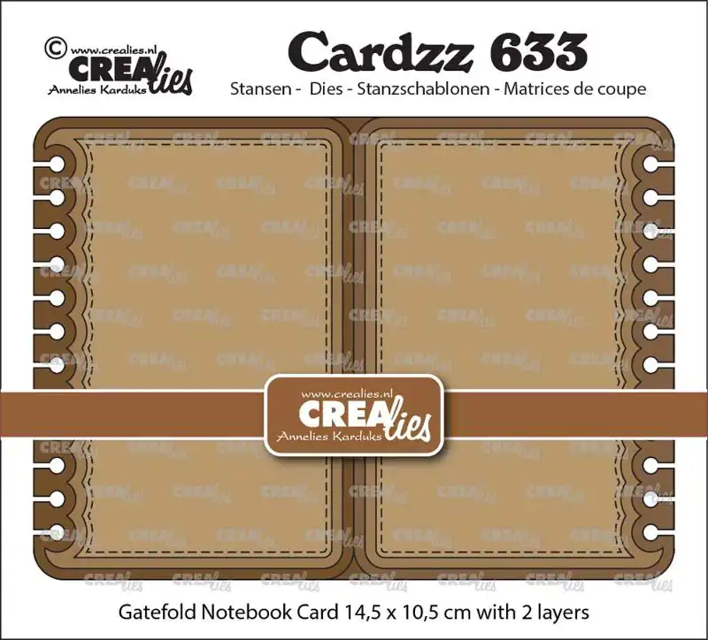 Crealies Cardzz Snijmal no. 633, Gatefold Notebook card rechthoek