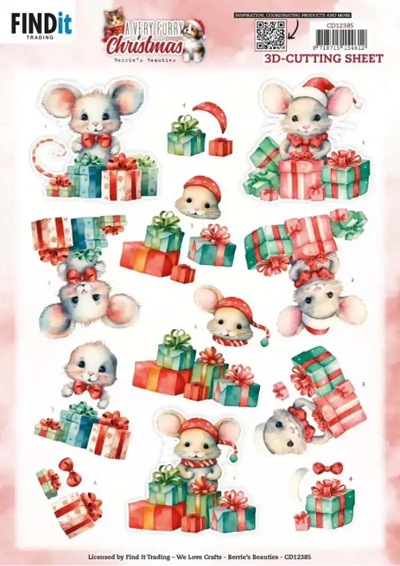 Berries Beauties a very furry christmas knipvelset owl/mouse