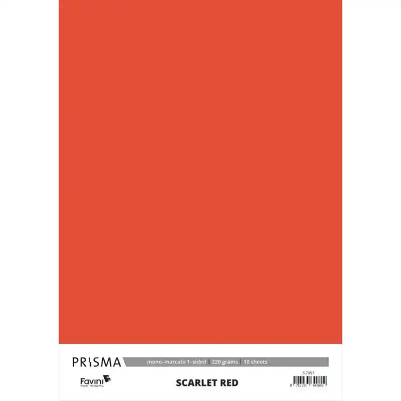 Karton Prisma Favini scarlet rood 10vel A4 220gr