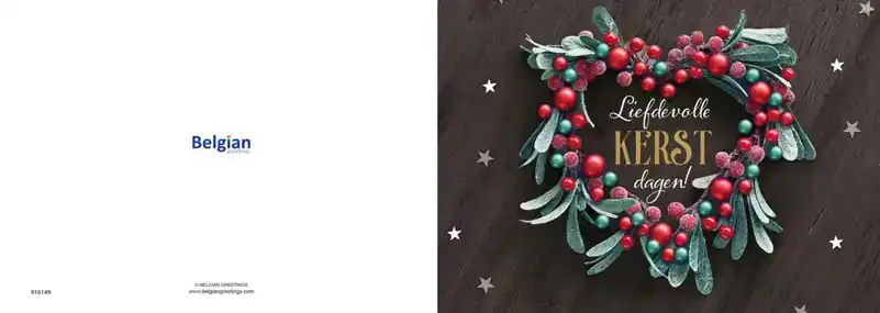 Kerstkaart 2025 kerstdagen zwart takjes en ballen/ kerst hartjeskrans