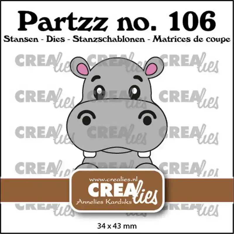 Crealies Partzz stansen no. 106, Nijlpaard