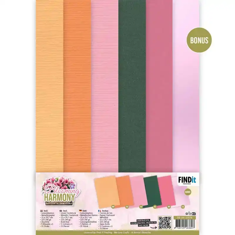 Linen Cardstock Pack Berries Beauties Blooming Harmony A4