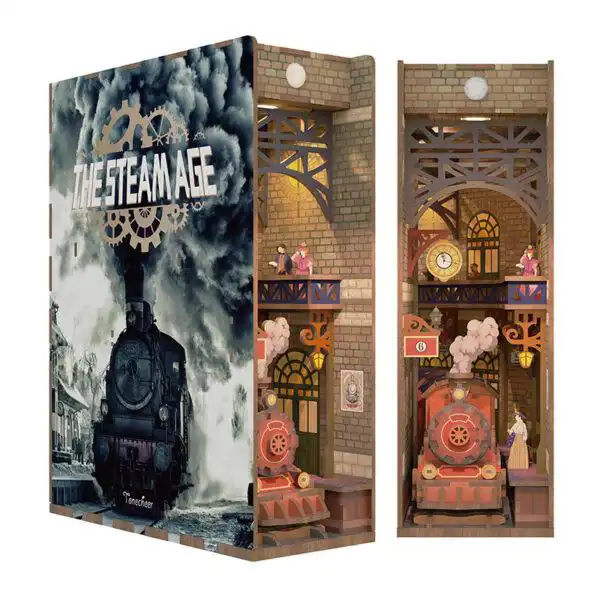 Tonecheer DIY Book Nook Train, The Steam Age Bookend