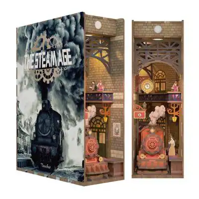 Tonecheer DIY Book Nook Train, The Steam Age Bookend
