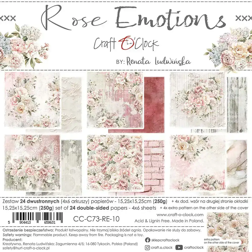 Craft O Clock Rose Emotions 15x15 Pads
