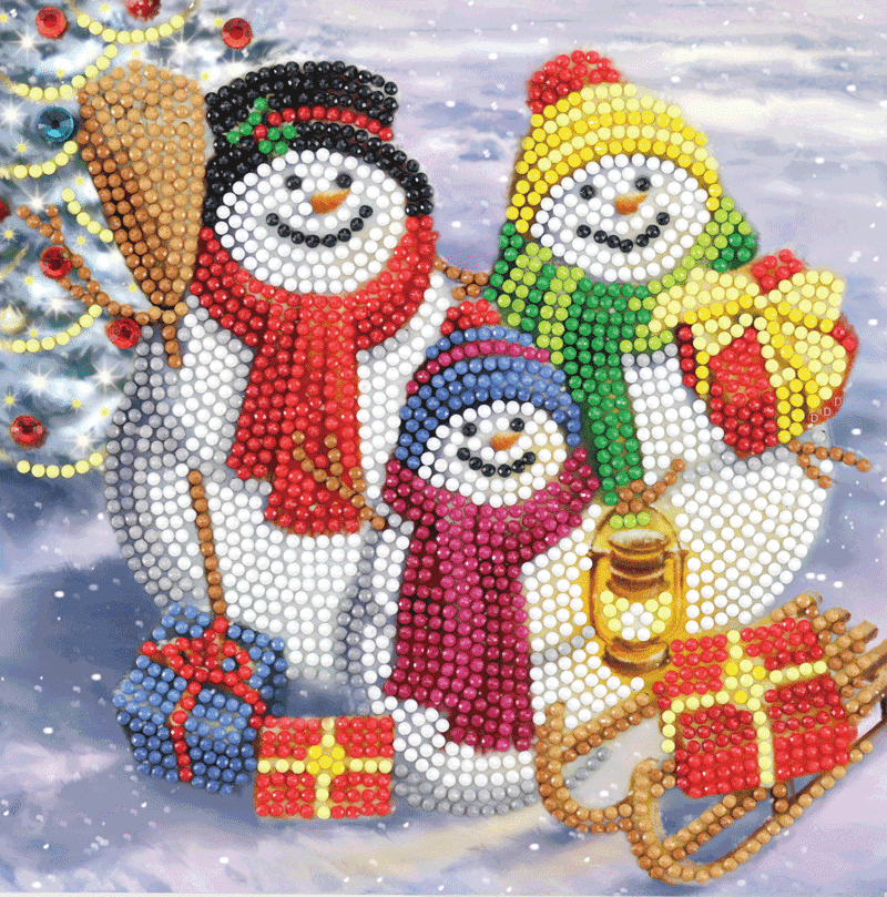 Crystal card kit XM80 snowman family fun 18x18cm