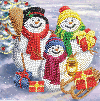 Crystal card kit XM80 snowman family fun 18x18cm