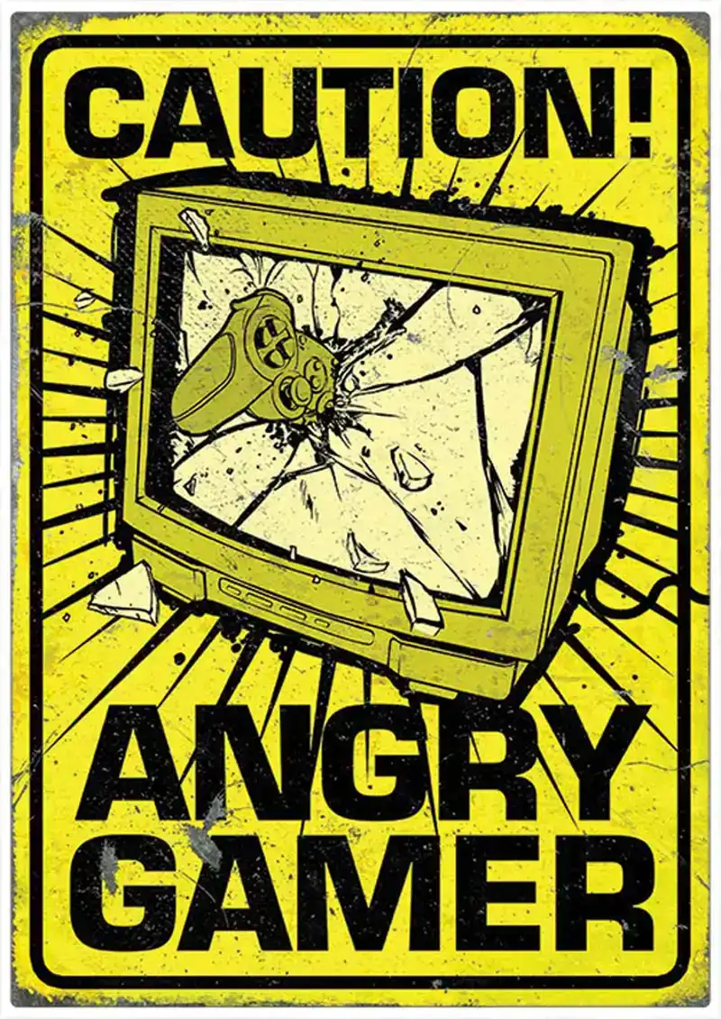 Spreukenbordje: Caution! Angry Gamer | Houten Tekstbord