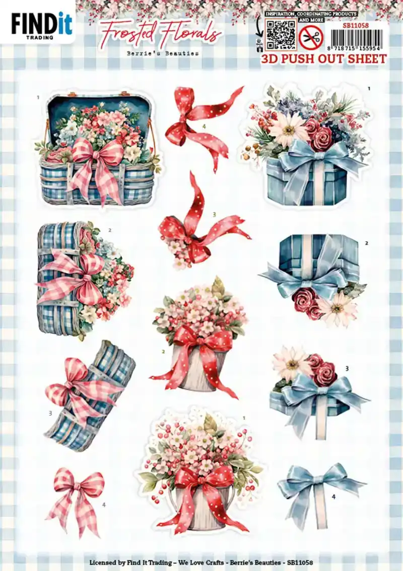 Berries Beauties Frosted Florals 3D Push Out Bow