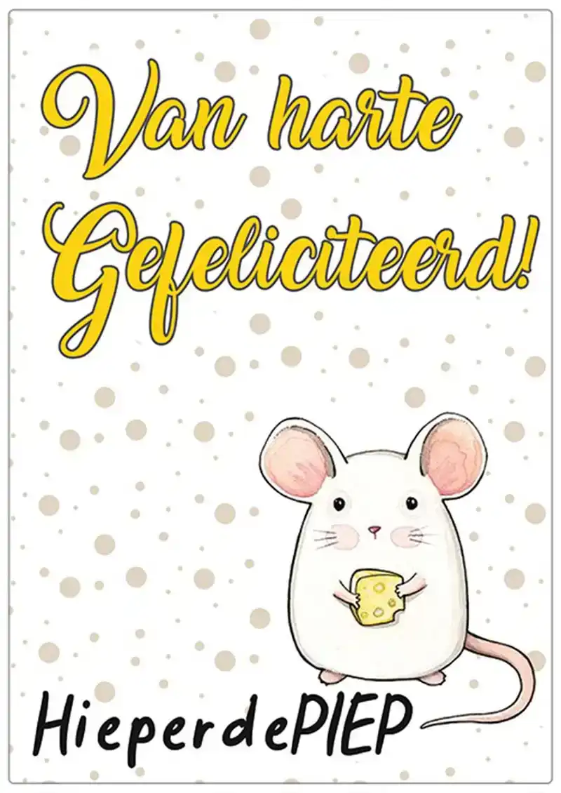Spreukenbordje: Van harte gefeliciteerd, hieperdePIEP! | Houten Tekstbord
