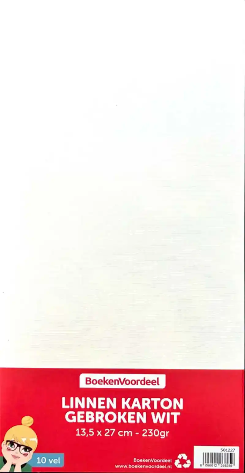 Linnen karton 13,5x27cm 10 vel gebroken wit
