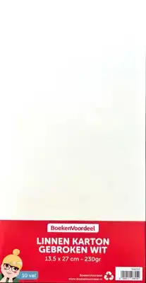 Linnen karton 13,5x27cm 10 vel gebroken wit