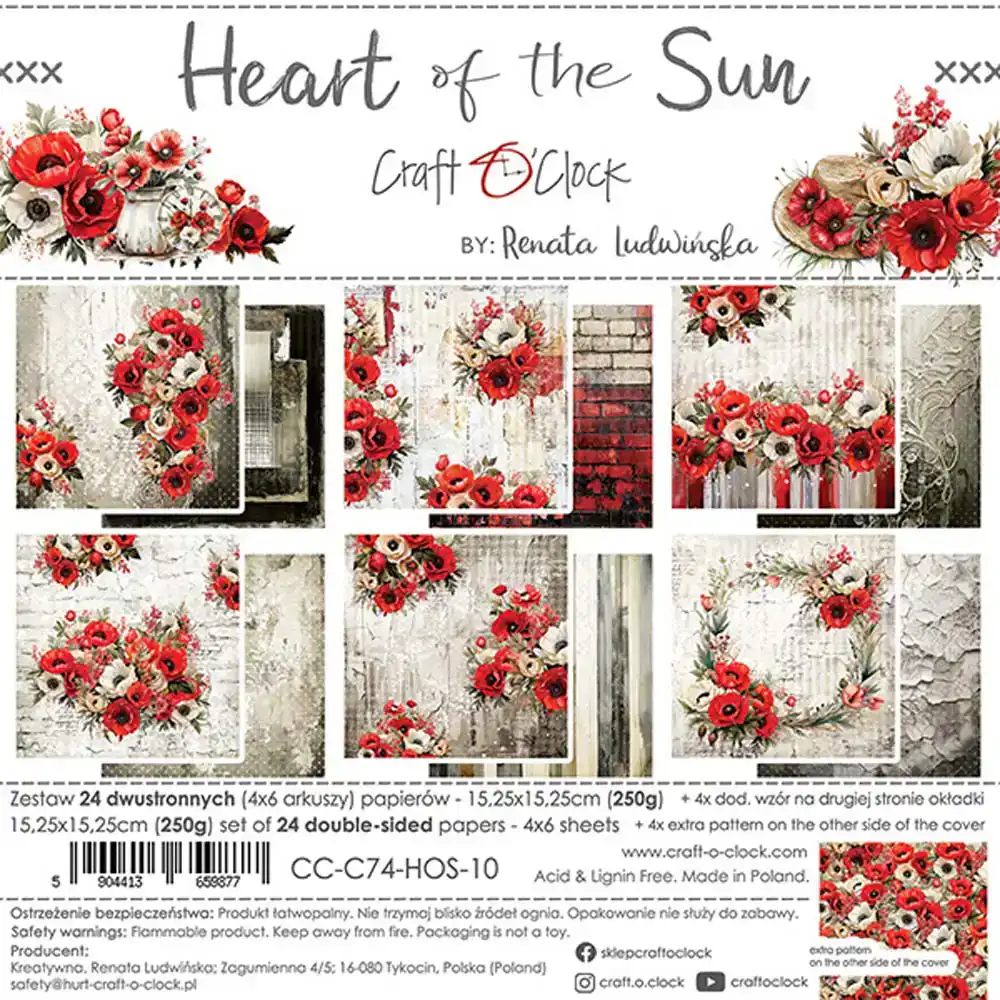 Craft O’Clock Heart Of The Sun Papierpakket 15, 25 X 15, 25cm