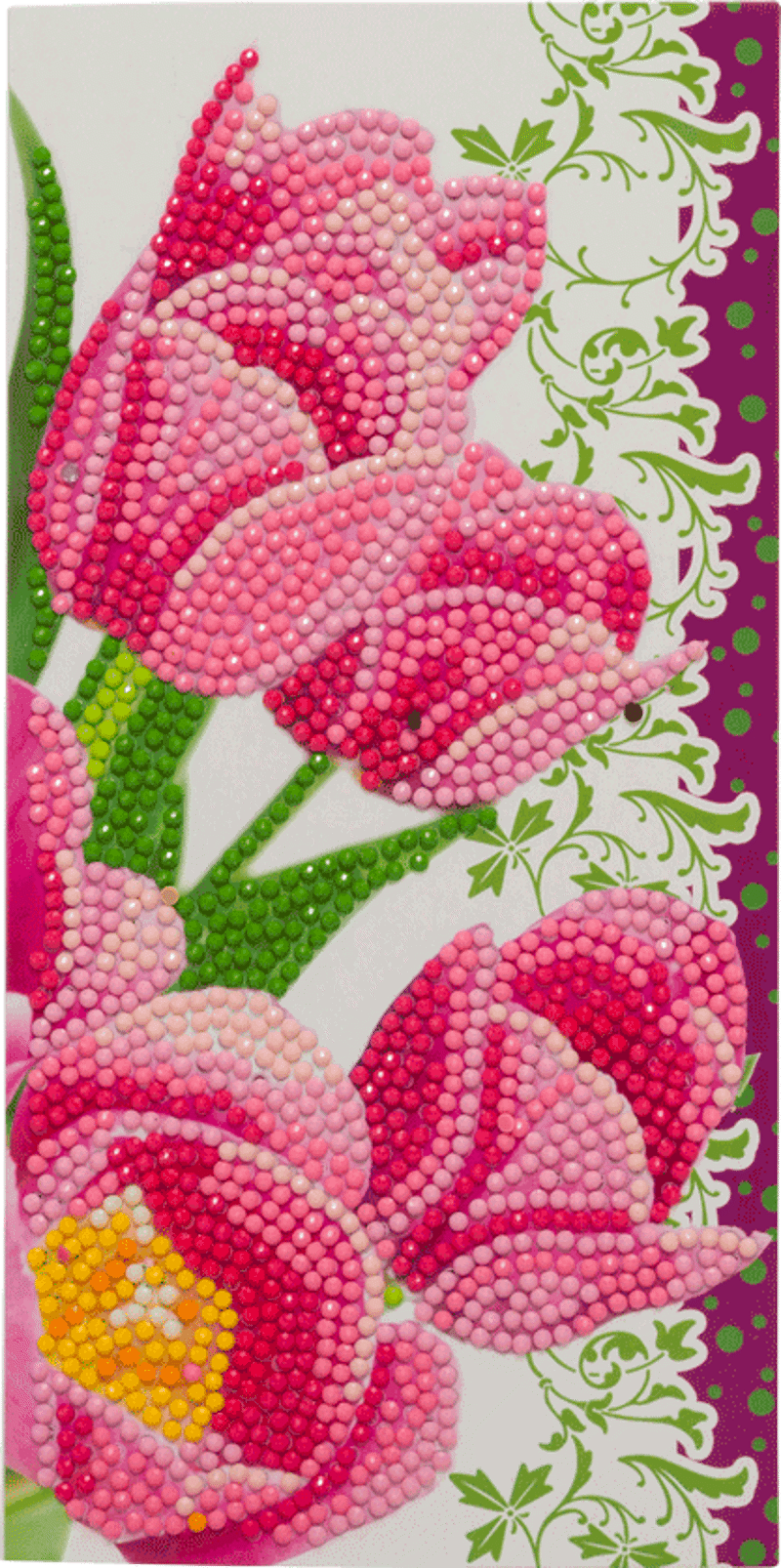 Crystal Card kit C9 roze tulpen 11x22cm