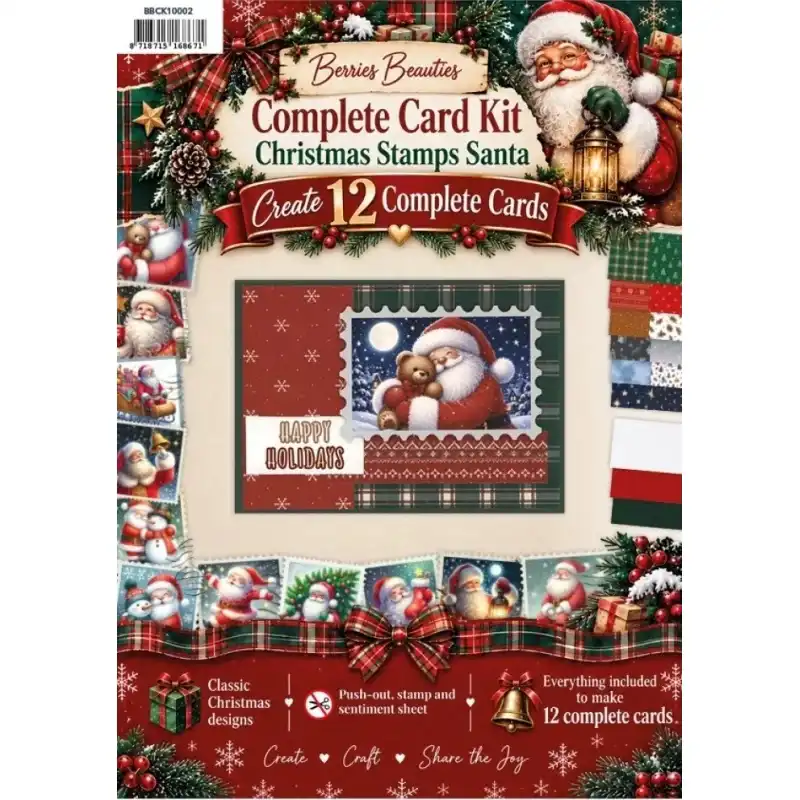 Berrie's Beauties Complete Card Kit Christmas Stamps Santa